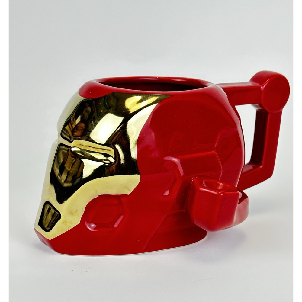 Marvel Iron Man 3D Sculpted Ceramic Mug Red Gold Helmet Collectible Cup